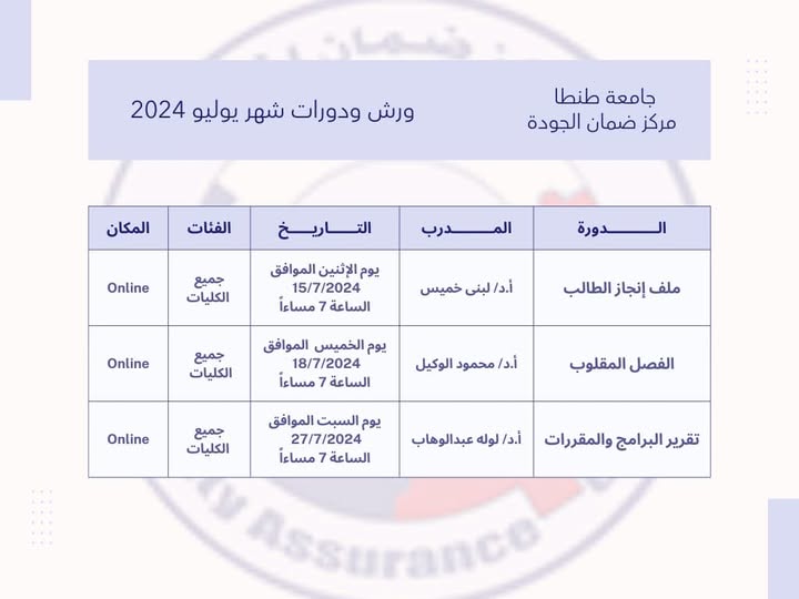 ورش عمل شهر يوليو ٢٠٢٤